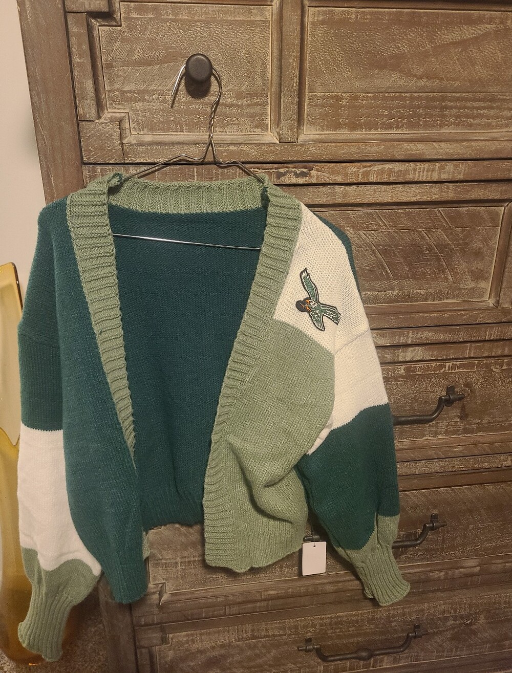 Philadelphia Eagles Colorblock Open-Front Women's Cardigan